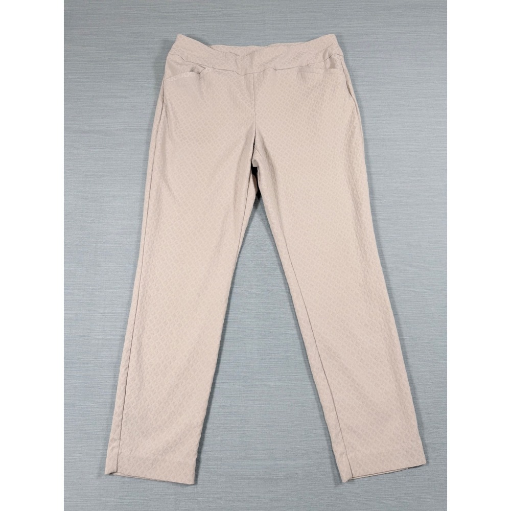 Chicos Fabulously Slimming Ankle‎ Pants Beige Diamond Texture Stretch 0.5 M L